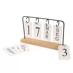 Calendário Permanente Madeira com Alça Metal Personalizado Para dar de brinde