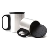 Caneca Metal com Cabo e Tampa Plástica Personalizada Para dar de brinde