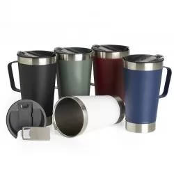Caneca Metal Térmica com Tampa Plástica e Abridor Personalizada Para dar de brinde