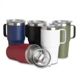 Caneca Metal Térmica com Tampa Transparente Personalizada Para dar de brinde