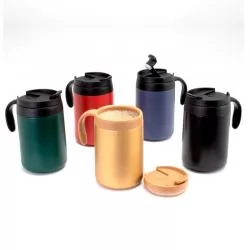 Caneca Metal Térmica Parede Dupla e Tampa Plástica Personalizada Para dar de brinde