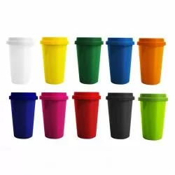 Copo Plástico para Café com Tampa Personalizado Para dar de brinde