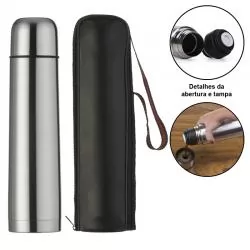 Garrafa Squeeze Metal Térmico com Tampa Rosqueável Personalizada Para dar de brinde