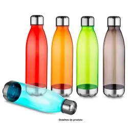 Garrafa Squeeze Plástico com Tampa em Aço Inox Personalizada Para dar de brinde