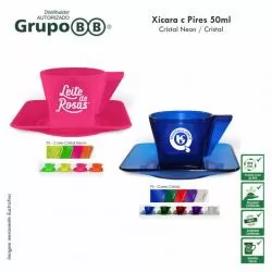 Xícara e Pires Plástico Personalizada Para dar de brinde