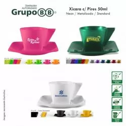 Xícara e Pires Plástico Personalizada Para dar de brinde